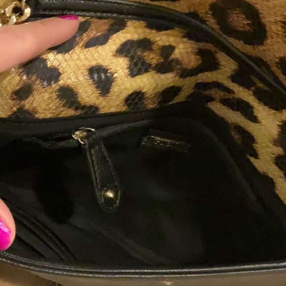 NWT *GUESS* LEOPARD BLK GOLD SPARKLE ENVELOPE CHAIN CLUTCH PURSE #MOBWIFE - Picture 6 of 7